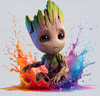 Baby Groot Sitting Color Drip