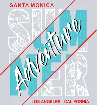 Street Wear Santa Monica Adventure LA California In Blue Font_
