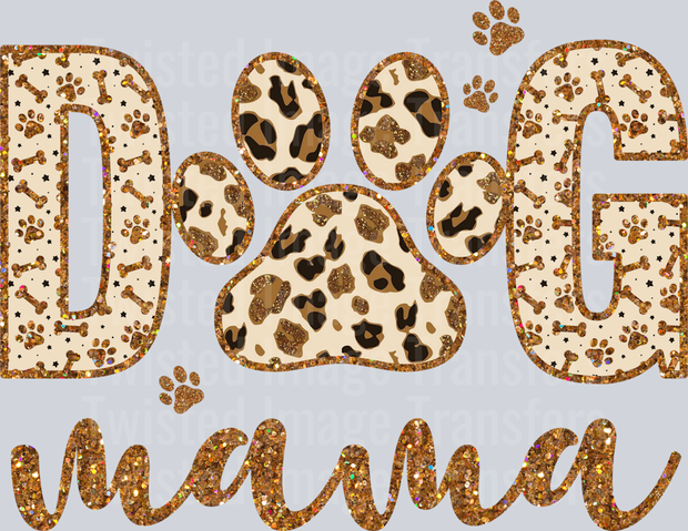 Dog Mama Leopard print and Glitter – Twisted Image Transfers