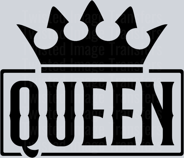 Queen In Bold Back Font With Tiara Part 1 DTF (direct-to-film) Transfer ...