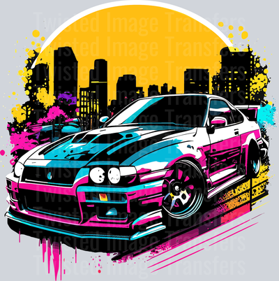 Sports Car & Sunset Color Drip(1)