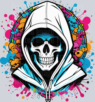 Skeleton in White Hoodie Color Drip