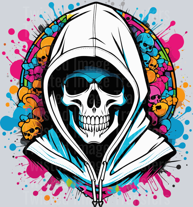 Skeleton in White Hoodie Color Drip
