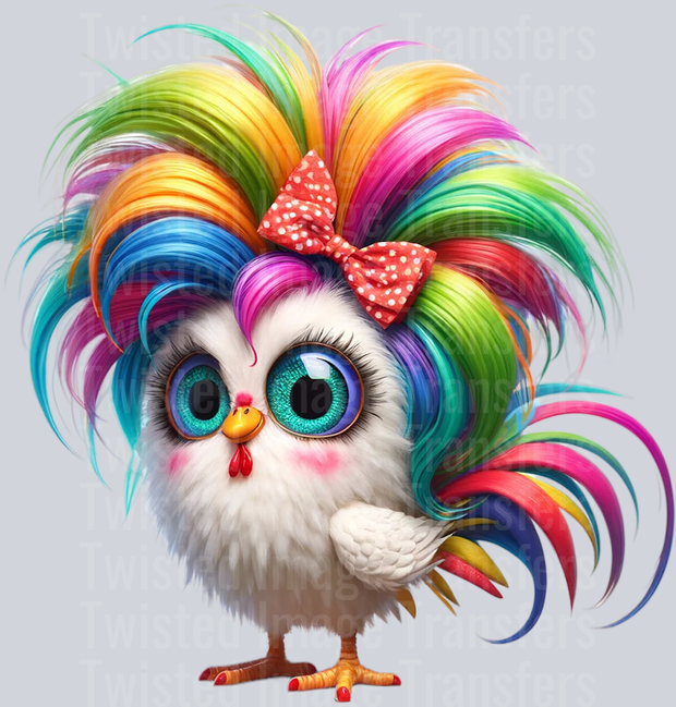 Straight Hair Chicken Rainbow Color