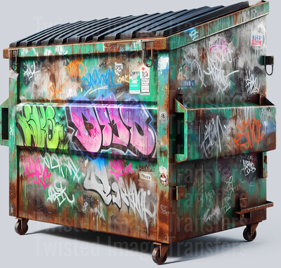 Color Drip Alley Dumpster With Graffiti_