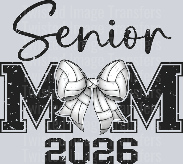 Senior Volleyball Mom 2026 Bow Retro