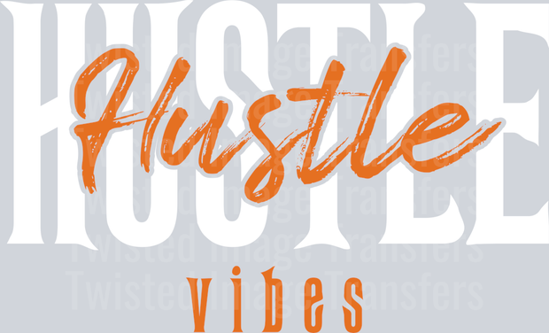 Street Wear Hustle Vibes In White And Orange Font_