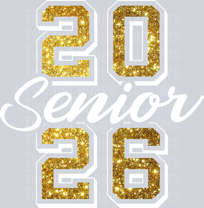 White Font Senior 2026 in Gold