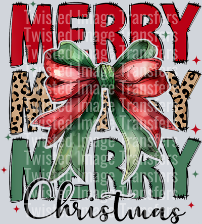 Stacked Merry Christmas Red & Green Bow