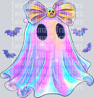 Iridescent Ghost & Sad Face Bow