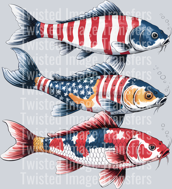 3 Stacked USA Fish DTF (direct-to-film) Transfer – Twisted Image Transfers