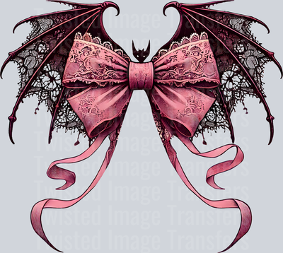 Bat With Bow Pink And Black Halloween