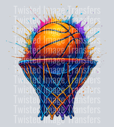 Basketball in Hoop Color Splash