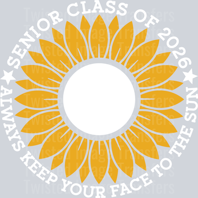Yellow Flower White Font 2026 Senior