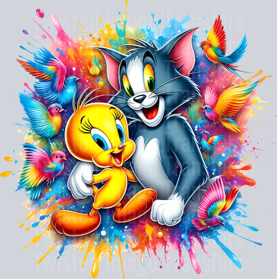 Birds Around Tom & Tweety Color Drip