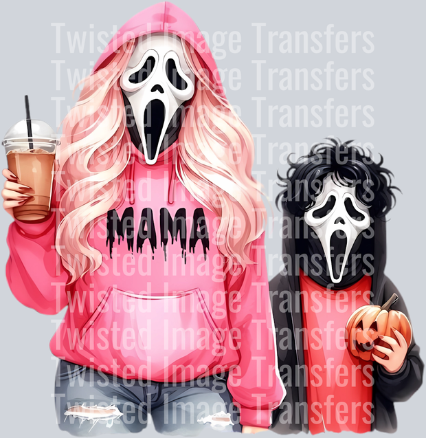 Scary Mama in Pink & Kid