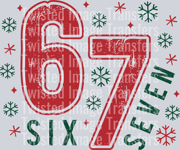 Six Seven 67 in Distressed Font DTF (direct-to-film) Transfer – Twisted ...