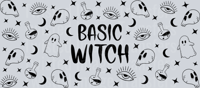 Basic WItch in Black 16oz UV DTF Libby Wrap