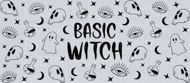 Basic WItch in Black 16oz UV DTF Libby Wrap