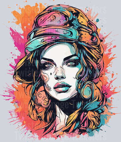 Lady in Multicolored Lipstick Color Drip