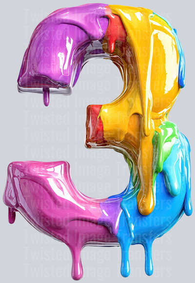 Number Three Color Drip