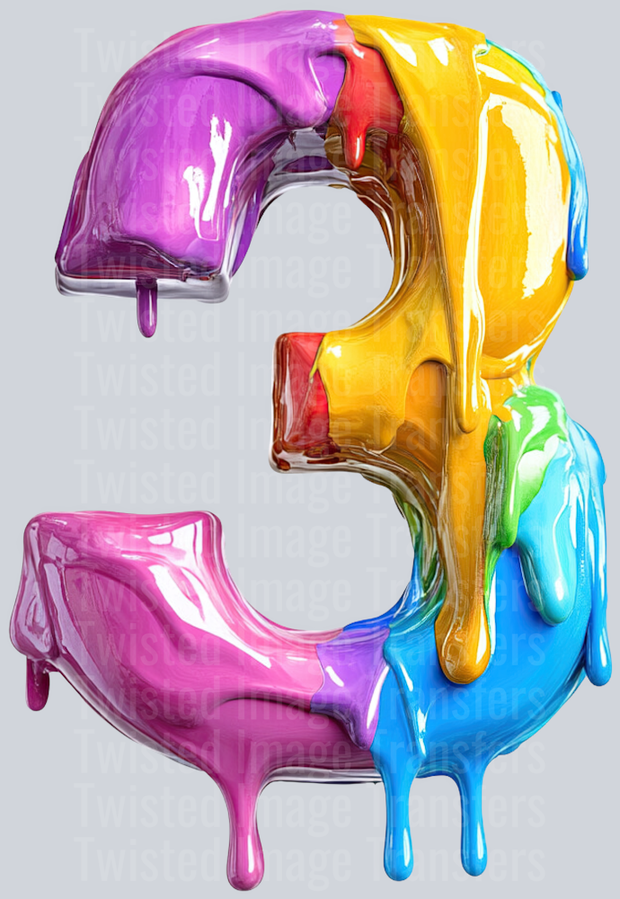 Number Three Color Drip