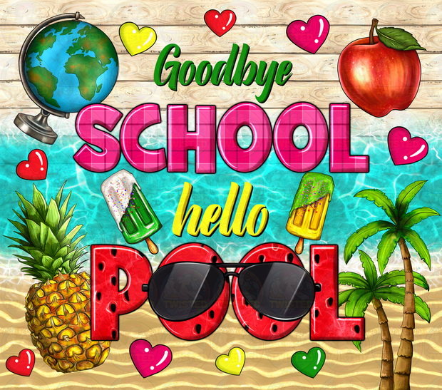 Hello Pool UV DTF 20 oz Skinny Tumbler Wrap – Twisted Image Transfers