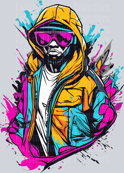 Man in Yellow Hoodie Color Drip Splash
