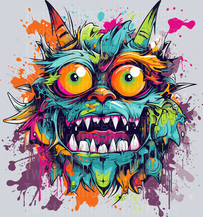 Colorful Monster with Horns Color Drip