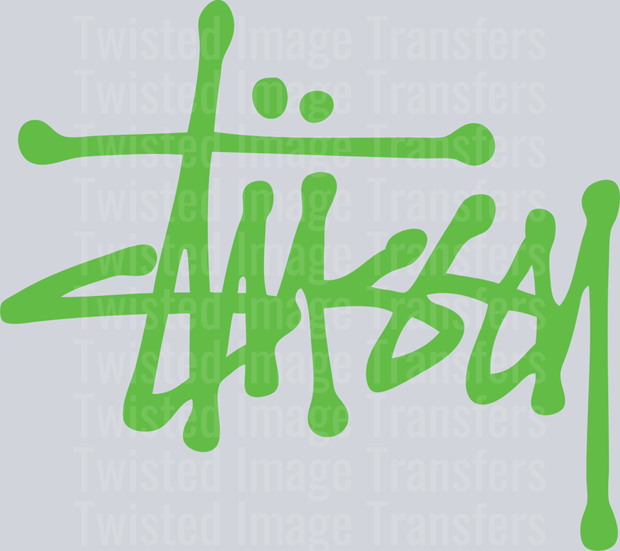 Green Stussy DTF (direct to film) Transfer
