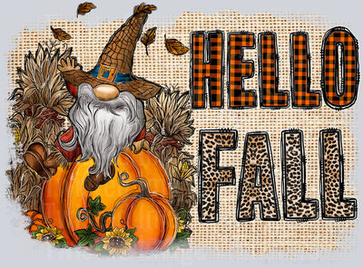 Hello Fall Gnome and Pumpkin