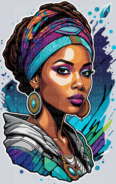 African Woman in Purple Eyeshadow Color Drip