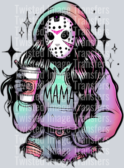 Mama in Mask Holding Coffee