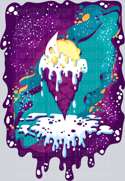 Ice Cream Cone Color Drip Purple