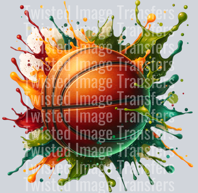 Red Yellow Green Drip Basketball