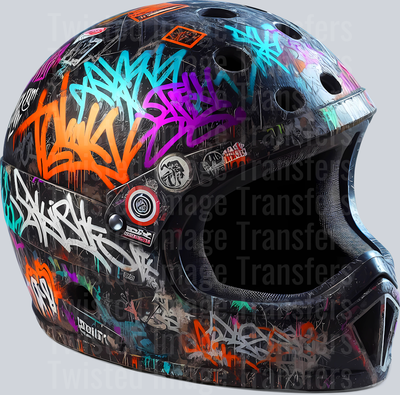 Color Drip Black Skate Helmet With Graffiti_