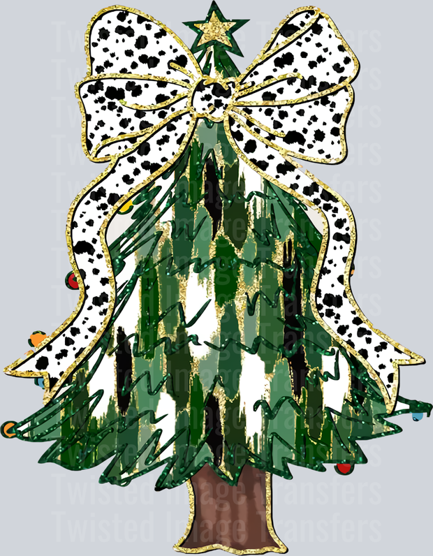 Christmas Tree of Green Large Dalmation Bow