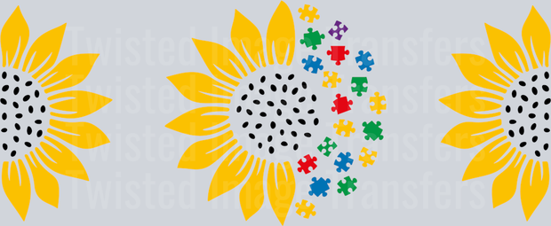 Autism Sunflower 16oz UV DTF Libby Wrap