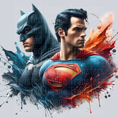 Both Bat & Superman Color Drip
