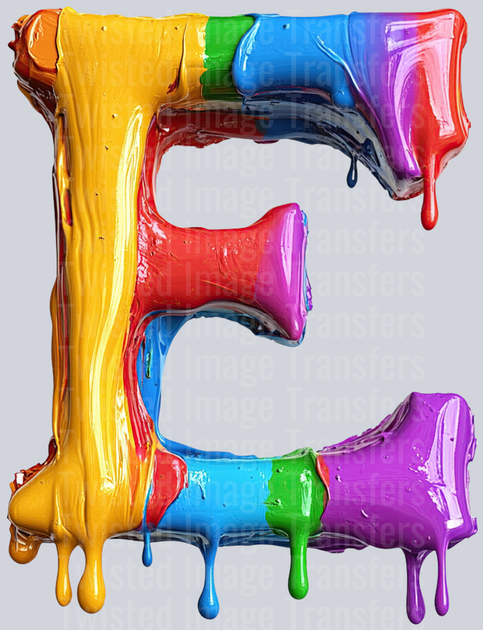 Letter E Color Drip DTF (direct-to-film) Transfer – Twisted Image Transfers