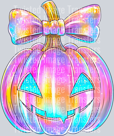Iridescent Pumpkin With Bow on Stem