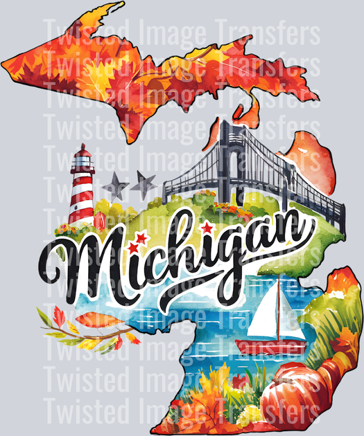 US State Michigan DTF (direct-to-film) Transfer – Twisted Image Transfers