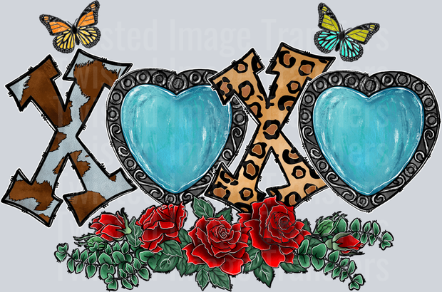 XOXO In Animal Print Font With Roses and Butterflies – Twisted Image ...
