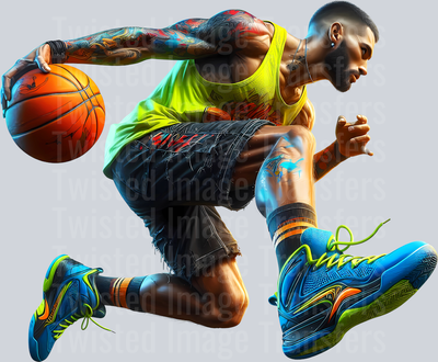 Color Drip Basketball Player In Action_
