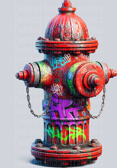Color Drip Fire Hydrant With Graffiti_