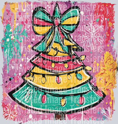 Christmas Tree & Striped Bow