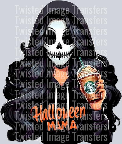 Halloween Mama Drinking Coffee