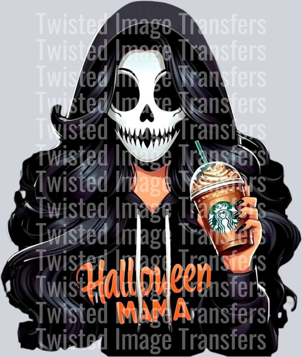 Halloween Mama Drinking Coffee