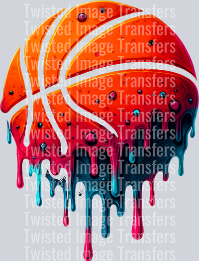 Orange Basketball Color Drip Pink & Blue