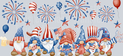 Patriotic Gnomes 16oz UV DTF Libby Wrap